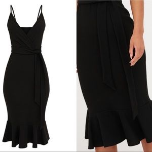 Black Fish Tail Midi Dress
